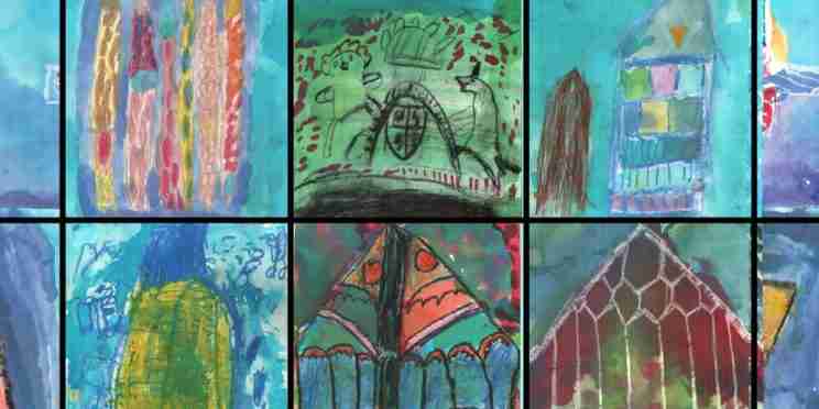 Artwork by school children for Footprint hoardings