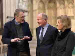 Revd Guy Bridgewater talking with Andrew and Christina Brownsword