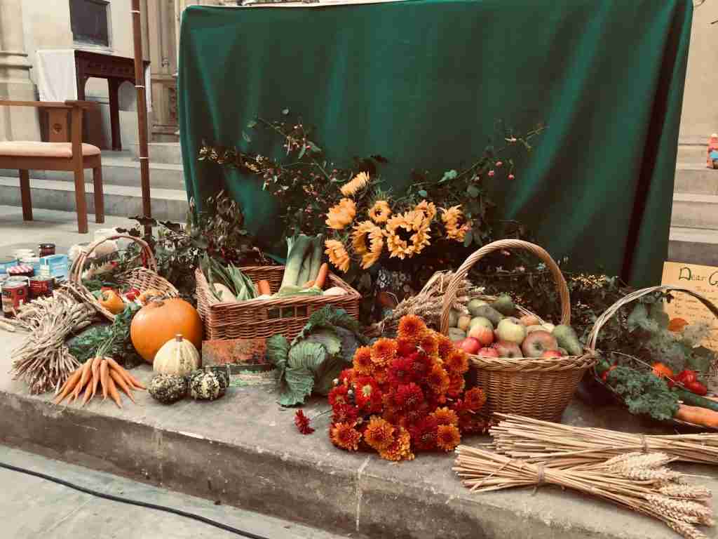 Offerings of food gifts for Harvest