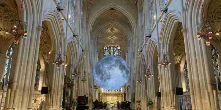 Luke Jerram's Museum of the Moon at Bath Abbey - day time