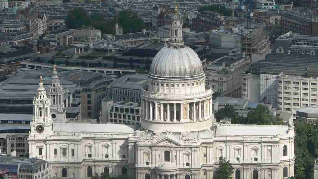 Aerial view of St Paul's Cathedral in London