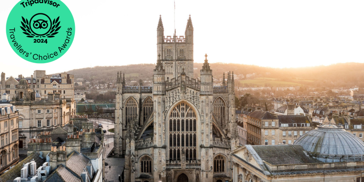 Bath Abbey at Sunrise, with a Tripadvisor 2024 logo in the corner